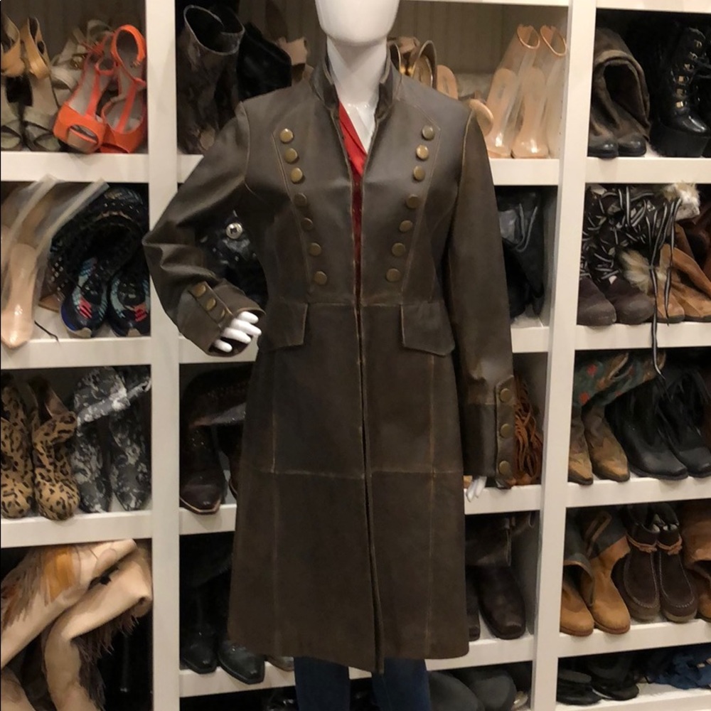Newport News Genuine Leather Military Coat💋